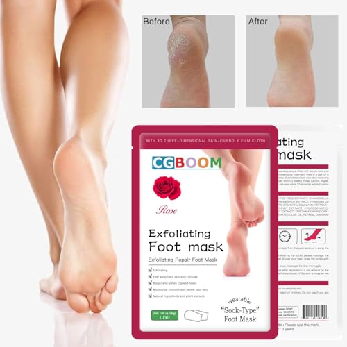 Mascarilla exfoliante pies, 5 pares,calcetines exfoliantes de pies, peeling pies, foot peel mask, probada dermatológicamente, eficaz para callos pies eliminar (Rosas) - imagen 4