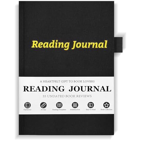 Lianxuia A5 Black Reading Journal, 55 Book Reviews, Book Journal Reading Log for Review and Track Your Reading Progress, Book Accessories Gift for Book Lovers and Readers Cover