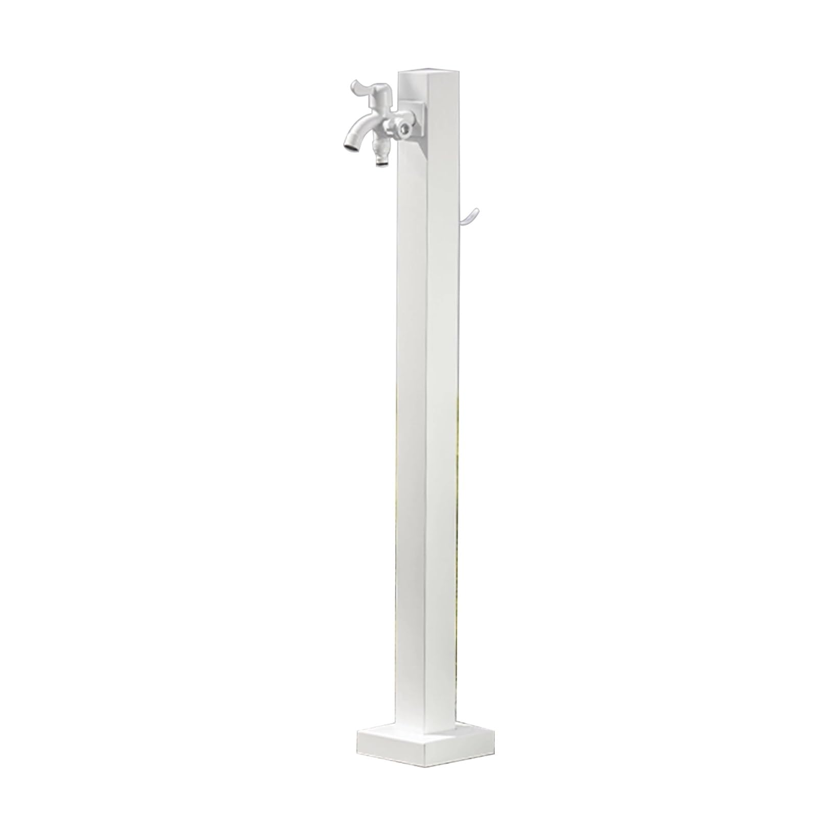 Fuente Solar Flotante, Grifo Jardin 1/2, Soporte para Mangueras de Exteriores, Hidrante contra Incendios Resistente a Las Heladas para Riego(White,95x6cm/24x2.4in)