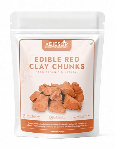 AEJESOP Red Clay, Edible Clay Chunks, Natural Clay, Organic Clay, Clay Mask, Natural Mud Mask - wt. 7 oz (200gm)