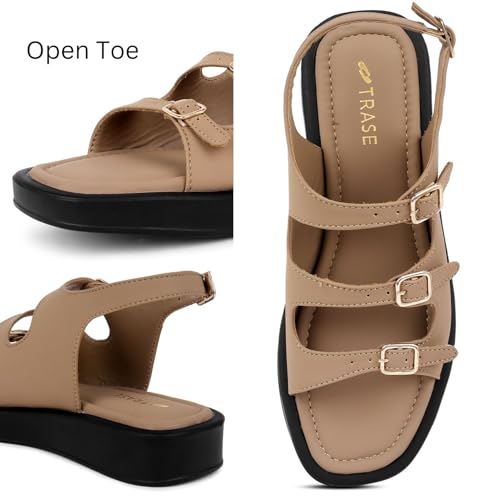 Image of TRASE Strap Trend Comfortable Flat Sandals For Women - Women Footwear Stylish And Adjustable Double Strap Sandals For Daily Use