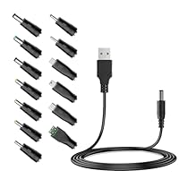 Leloco USB auf DC Stecker Kabel, 13 in 1 USB A auf Hohlstecker Ladekabel Universal Netzkabel Adapterkabel Stromkabel mit 13 Stecker für Router, Rasierapparat, TV Box, LED Streifen, Philips Hue Hub usw