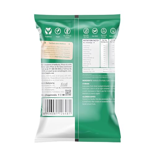 Image of Happilo Premium Jumbo Fox Nuts (Phool Makhana) 200g, Healthy Snack Low Calorie Gluten Free and Vegan