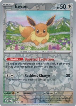 Pokemon - Eevee 074/131 Prismatic Evolutions - Carte Unique Reverse Foil