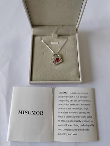 Misumor 925 Sterling Silver Necklaces For Women Silver Gold Rosegold Heart Pendant With Birthstone Jewelry Gifts For Girlfriend Mom Wife On Birthday Anniversary Valentines Day (Sliver-07-July) #TOP6