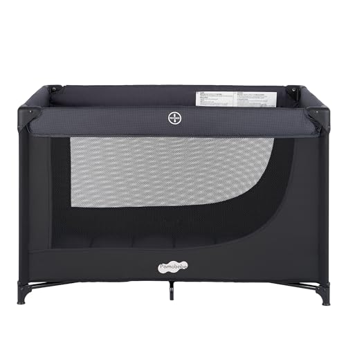 Pamo Babe Portable Crib Baby Playpen with Mattress and Carry Bag Black