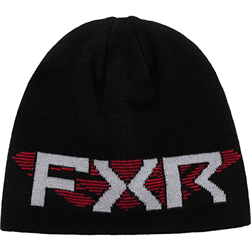 FXR Youth Split Beanie Classic Skull Fit Soft Acrylic Jacquard Knit - Black/Red