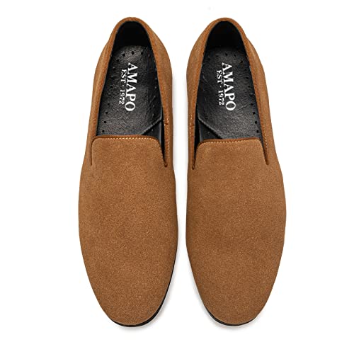 AMAPO Men's Velvet Loafer Shoes,Casual Penny Loafers for Men,Slip-on Dress Men Shoes Black4