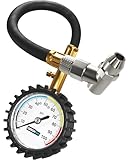 Tire Pressure Gauge 100 PSI - Large Dial Numbers & 45° Angle Chuck, Accurate Air Pressure Gauge for Tires