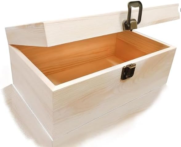 Miniatura 3 de Caja de madera de cerezo artesanal sin terminar, 6.7 x 5.1 x 3.1 pulgadas, caja de almacenamiento con cerradura para artes y manualidades,