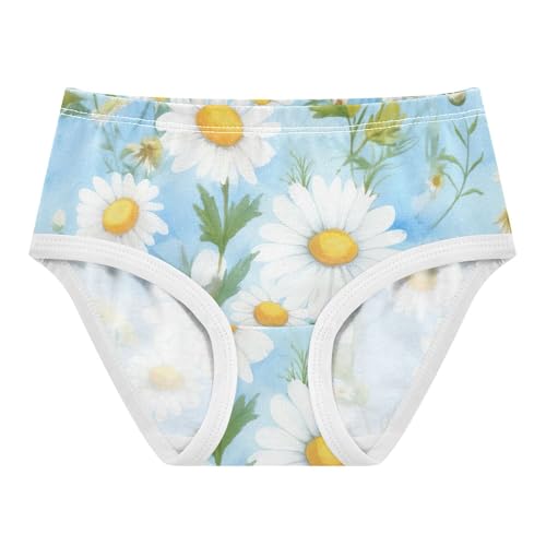 Fun Print Girls Underwear Toddler 2t Cotton Cute Panties Girl White Daisies Yellow Green Leaves Underpants Briefs