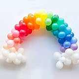 wonderfulshop 100Pcs Rainbow Unicorn Party Balloon Garland & Arch Kit-100pcs Latex Balloons, 16 Feets Arch Balloon Strip Tape, Glue Dots, Tying Tool for Baby Shower Birthday Wedding Party Backdrop
