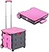 Carrello Spesa Pieghevole con Cestello, Carrello Multiuso con Maniglia Regolabile, Cassa Pieghevole con Ruote, Portante 55 Libbre,Rosa,impressive7