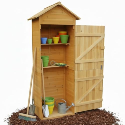 Melko Abri de jardin XXL avec toit pointu, en bois, 79 x 49 x 190 cm, armoire de jardin