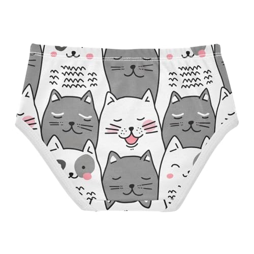 Cute Cats Gray White Panties for Girl Toddler Girls Underwear Cotton Colorful Briefs Kids Undies 2t2