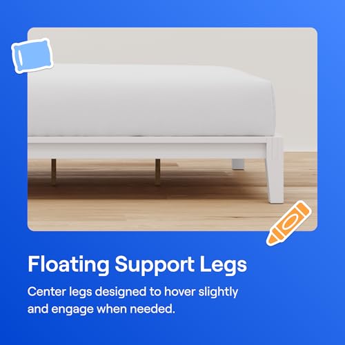 Image of Nectar Kids Bamboo Platform Bed Frame - Full - White - Floating Center Support Legs - 12 inch Height - Easy Tool Free Set Up - Durable & Kid-Friendly - Sturdy Wooden Slats for Support