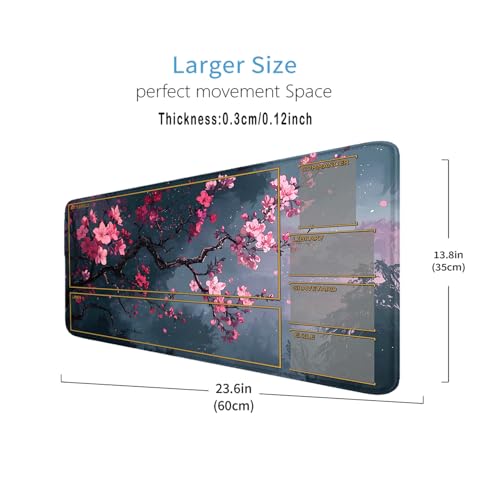 Smatcamp MTG Spielmatte mit Zonen, 24\x14\ Board Game mit Genähten Kanten, Glatte Gummioberfläche, TCG mit Aufbewahrungsbeutel Für Personen ab 14 Jahren