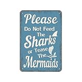 Cartel De Hojalata por Favor, No Alimente A Los Tiburones Ni Moleste A Los Peces. Letreros Hierro Póster De Aluminio para Jardín Habitación Oficina Sala De Estar S