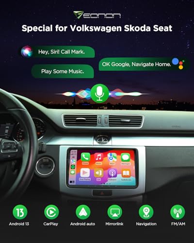 Eonon 9 Zoll Android 13 Autoradio für VW T5 Golf VI/V Polo Touran Kompatibel mit SEAT Skoda 2+32GB CarPlay Android Auto GPS Bluetooth USB EQ WiFi Bildschirmspiegelung SWC VWA13