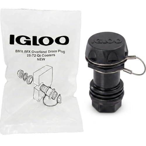 Igloo Drain Plug with Stainless Steel Tether for BMX, Overland, and IMX 25-72 Qt Coolers