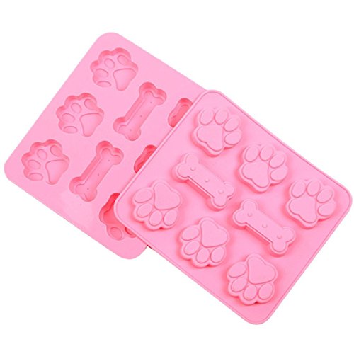 Silicone Mold Pet Paw Print with Bone Treat Dog candy Chocolate Soap (Ships From USA)