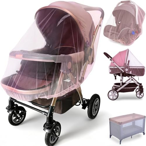 Sysmie 2 Pack Baby Stroller Mosquito Net, Durable Mesh Protection, Pink