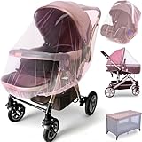 Durable Baby Stroller Mosquito Net (2 Pack) - Universal Elastic Edge Mesh Cover for Bassinets, Cradles, Playards, Car Seats & Mini Cribs | Breathable Travel Essential Newborn Protection (Pink)