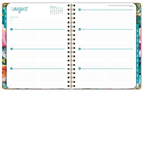 Hardcover Academic Year 2023-2024 Planner: (June 2023 Through July 2024) 8.5"X11" Daily Weekly Monthly Planner Yearly Agenda. Bookmark, Pocket Folder And Sticky Note Set (Teal Floral) #TOP5
