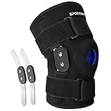 Sportout Rodillera con bisagras de aluminio desmontables, ideal para desgarros de menisco, distensiones, dolores de rodilla, artritis, para hombre y mujer
