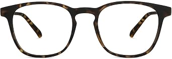 | Zero Power Bluecut & Antiglare Computer Eyeglasses | Brown Full Rim Square | For Men & Women | Large | LB E14058