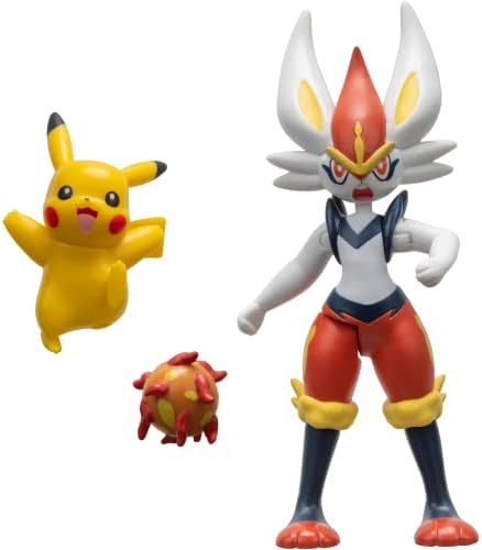 Pokemon 2 Pack - Features 4.5-Inch Cinderace and 2-Inch Pikachu Battle Figures with Accessory - Amazon Exclusive