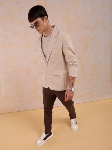 Image of The Indian Garage Co Men Slim Fit Solid Single Breasted Blazers
