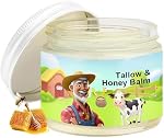 Tallow and Honey Balm,Beef Tallow for Skin | Handmade All-Natural Moisturizer with Grass-Fed Beef Tallow & Raw Wild Honey for Moisturing Skin