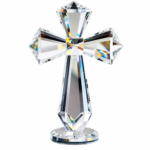 Croix en cristal pour décoration de bureau | Objet de méditation chrétien - 2