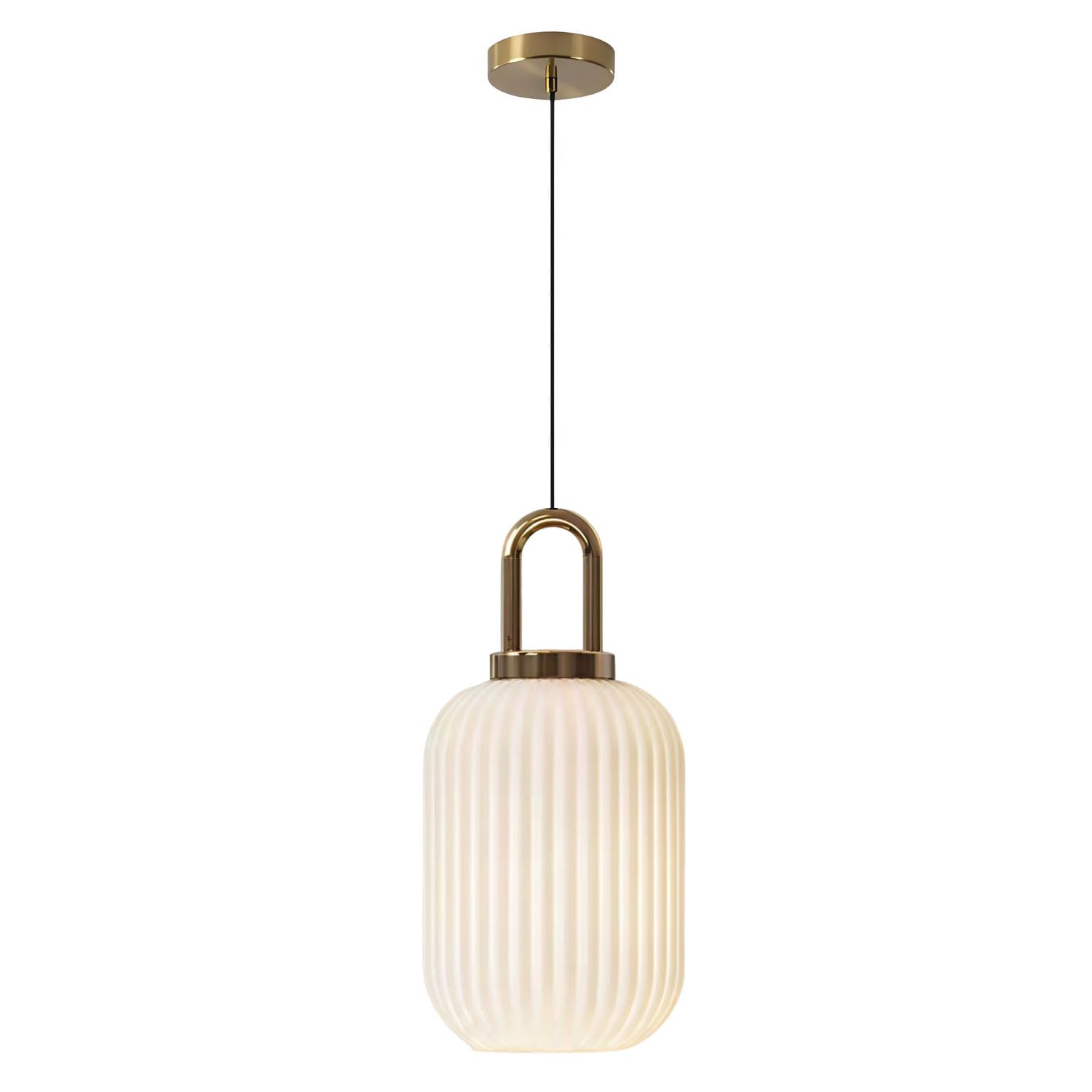 Abinlina Adjustable Gold Vintage Milk Glass Pendant Light Fixture for Kitchen Island, Dining Room, Living Room, and Hallway(5.5" x 11.8")