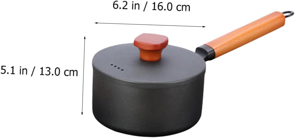 Unomor 1Pc Non-stick Iron Saucepan for Milk Soup and Sauce Cooking Multi-functional Kitchen Measuring Pot with Hanging for Gas Stove and Induction Cooker