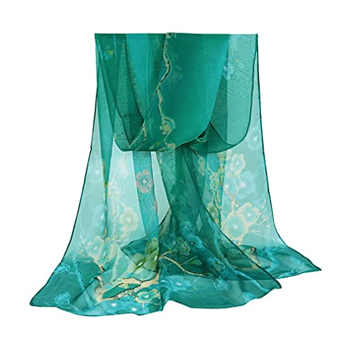 E-Clover Herebuy - Unique Women's Floral Scarves: Chiffon Flowers & Birds Printed Scarf