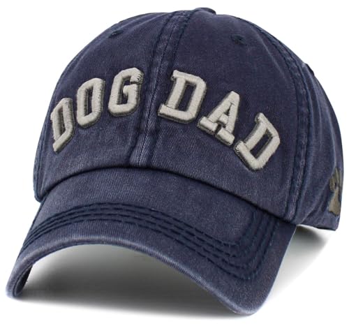 Image of KBETHOS Dog Cat Mom Dad Theme Womens Baseball Cap Distressed Vintage Unconstructed Embroidered Patch Hat