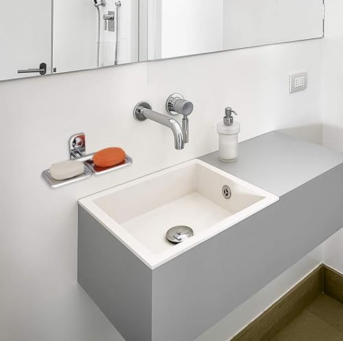 Image of Plantex (Primax) Dream Stainless Steel Double Soap Dish Stand for Bathroom & Kitchen /Soap Dish /Bathroom Accessories - Wall Mounted - Chrome (Pack of 1)