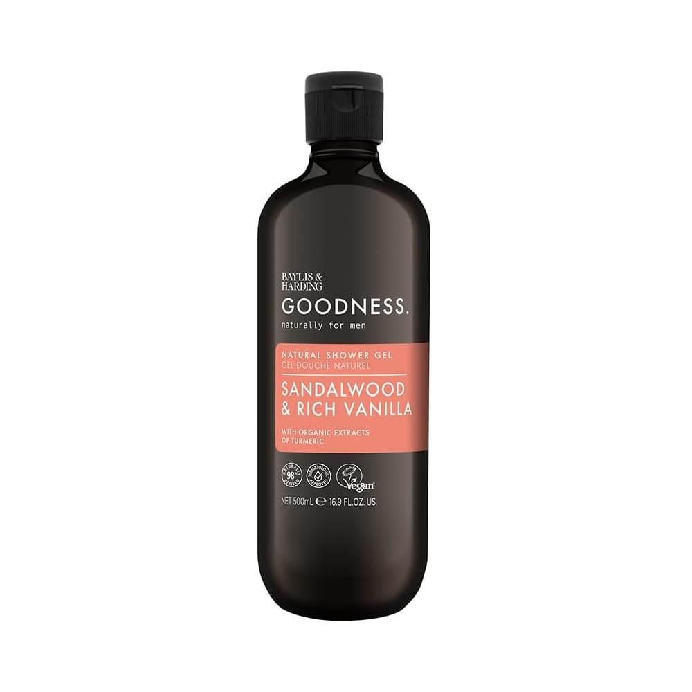 Baylis & Harding Men's Natural Shower Gel 500 ml Goodness Sandalwood & Vanilla - Vegan