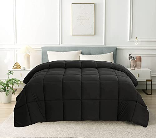 Cozynight Down Alternative Comforter-All Season Full Comforters Duvet Insert with Corner Tabs-Breathable-Box Stitched Reversible Black Comforter 82x86 inches