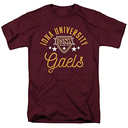 Iona College Official Gaels Unisex Adult T Shirt,Maroon, Large