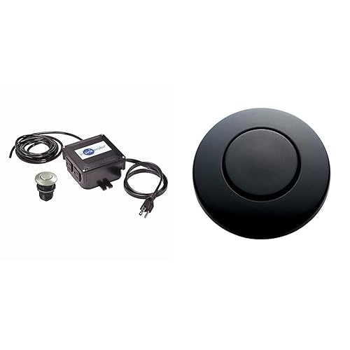 InSinkErator STS-OOSN - Eliminadores de basura, níquel satinado y botón de interruptor STC-MTBLK, negro mate