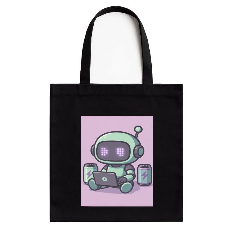 Cutie AI Tote Bag for Women | Front A4 Size Printed Pocket | 16x14 Inch Machine Learning Cotton Bag | AI Conference Essential-image-23