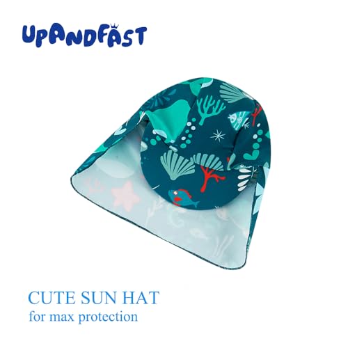 upandfast Baby/Toddler Swimsuit UPF 50+ Sun Protection One Piece Zipper Bathing Suit with Sun Hat Infant Beach Swimwear - Image 7