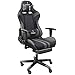 Trisens Krzesło gamingowe w stylu wyścigowym, o wyglądzie skóry, z elastycznymi podłokietnikami, ergonomiczne, poduszką pod kark i podnóżek, kolor: czarny/szary
