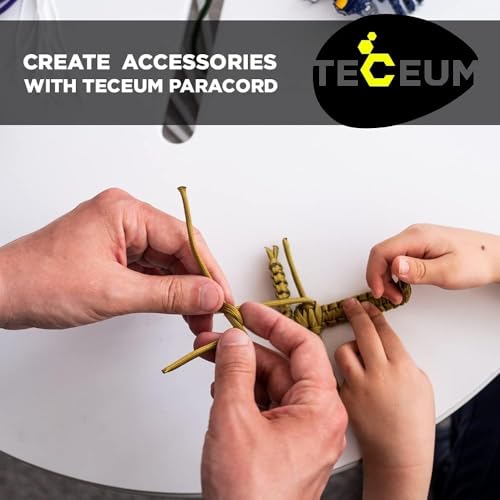 TECEUM Paracord Type III 550 Black – 15 m – 4mm – Tactical Rope MIL-SPEC – Outdoor Para Cord – Camping Hiking Fishing Gear and Equipment – EDC Parachute Cord – Strong Survival Rope (50ft) 016
