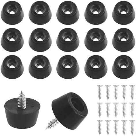 30PCS Rubber Cutting Board Feet, 0.59" W x 0.31" H Round Black No...