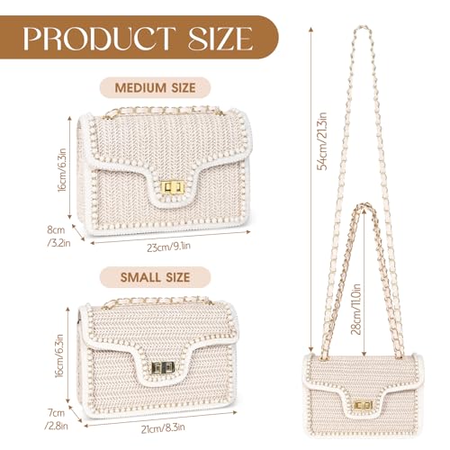Image of Straw Crossbody Bags for Women, Summer Fashion Straw Purses and Handbags Shoulder Raffia Clutch Bag with Pearls