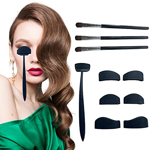 Eyeliner Stencils Reusable 6 in 1 - Eyeshadow Crease Line Kit Silicone Eyeshadow Stamp Lazy Eyeshadows Fixer Quick Eye Makeup Tool for Beginners Easily Assist Perfect Eyeliner 3pcs Eyeshadow Brush